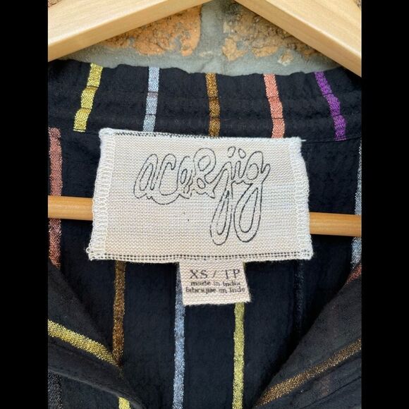 ACE & JIG METALLIC STRIPE TOP BLOUSE XS - Picture 4 of 10